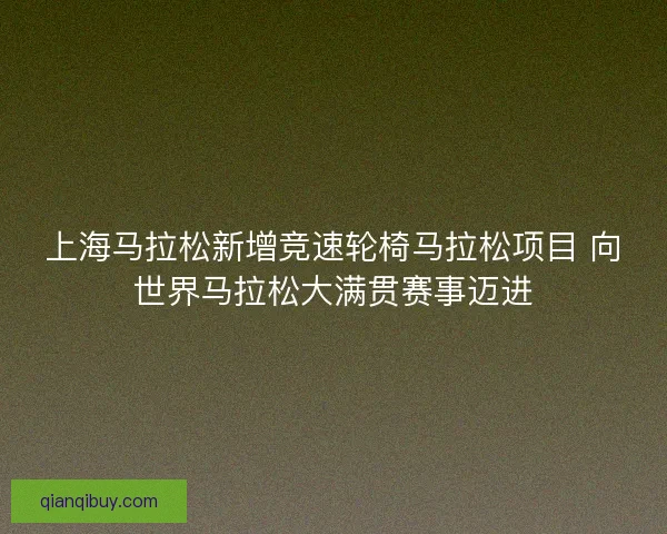 上海马拉松新增竞速轮椅马拉松项目 向世界马拉松大满贯赛事迈进